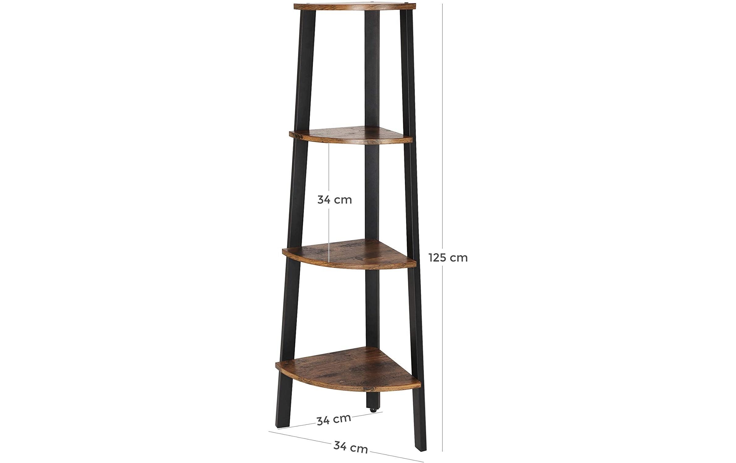 Regal mit 4 Ebenen 34 x 125 cm, Braun/SchwarzPlatzsparendes Eckregal im Industrial Look
