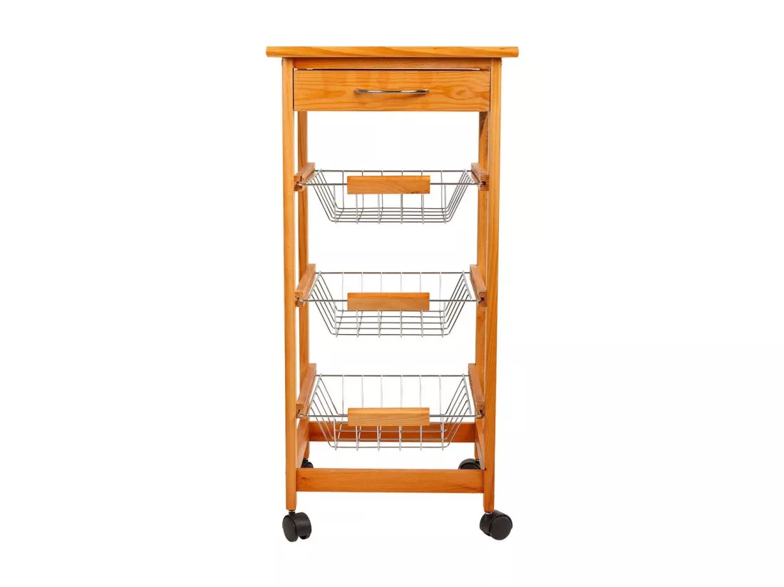 Chariot de cuisine en bois marron 37x37x76h
