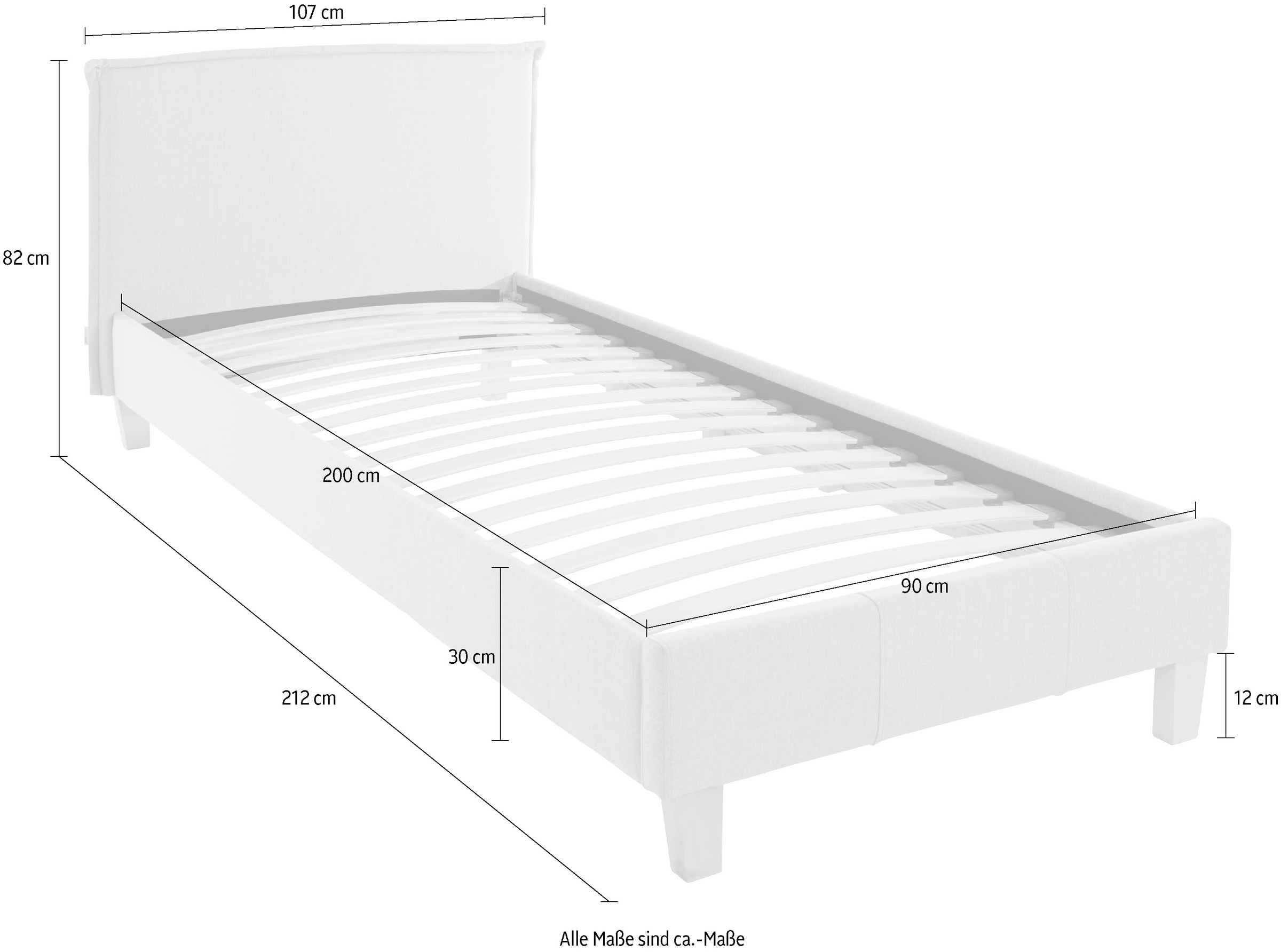 GOODproduct Polsterbett »Heddi« in 5 Breiten: von 90cm-200cm,  Biese am Kopfteil,  Strukturstoff