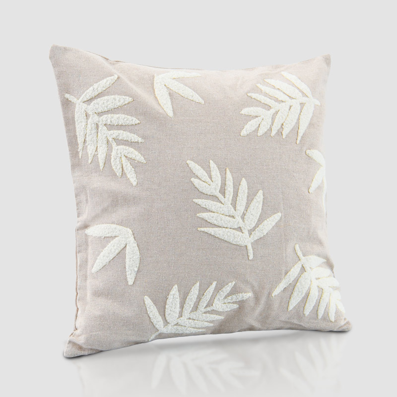 Housse de coussin tufté 'Foglia' écru
