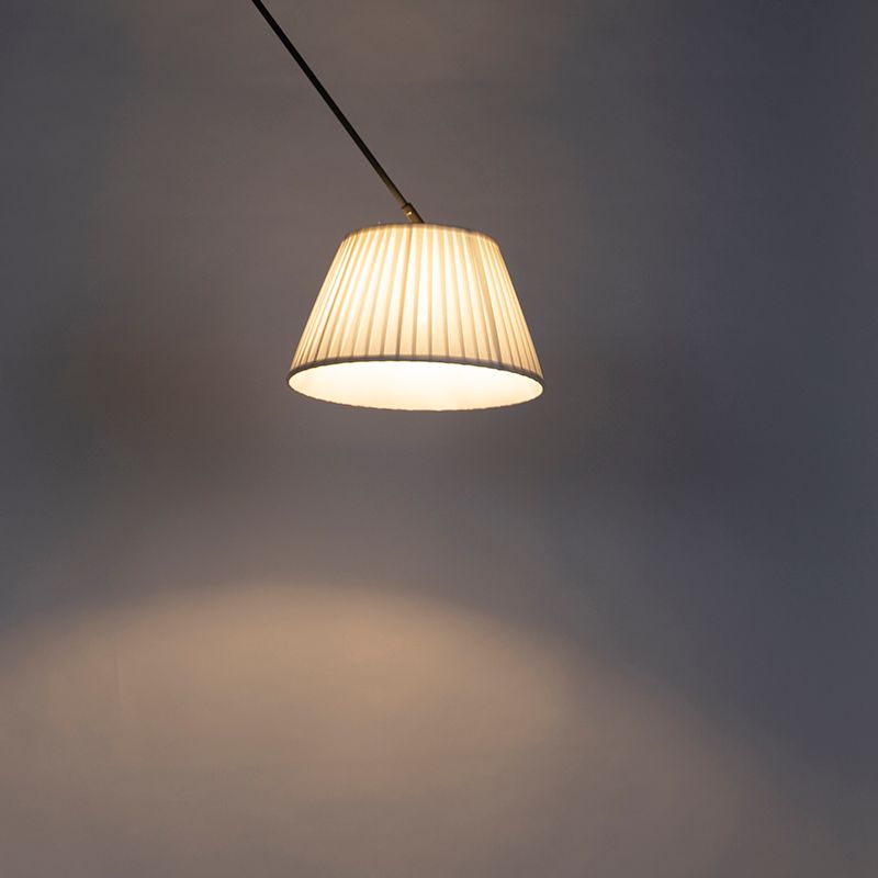 Hanglamp zwart met plisse kap 35cm crème - Blitz