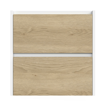 Tiger Reverse Meubelset 60 cm met 2 lades Naturel eik / Mat wit inclusief Oval wastafel Hoogglans wit