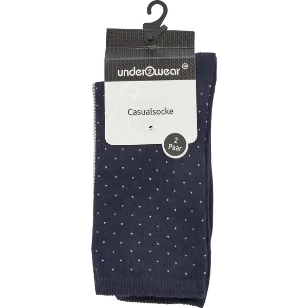 Damen Casual Socken Doppelpack Tupfen / Streifen navy Gr. 35 / 38