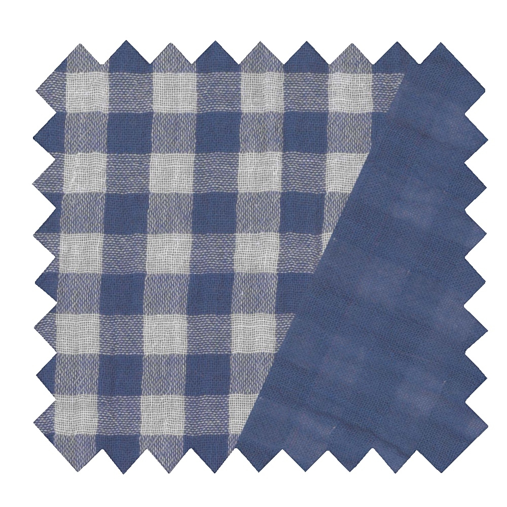 Tissu Ex2441 Double Gaze Vichy Bleu