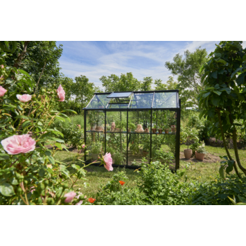 Tuinkas Royal Well Birdlip 48 zwart gecoat met 3mm veiliheidsglas