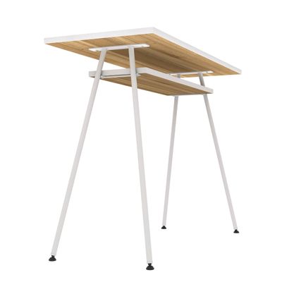 EasyHome - Bureau télétravail LV1 100 cm - avec tablette - noyer - pieds blancs