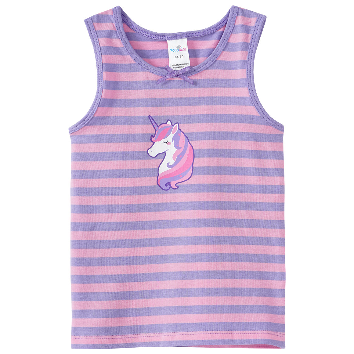 Topomini 2 Baby Unterhemden mit verschiedenen Prints helllila / rosa