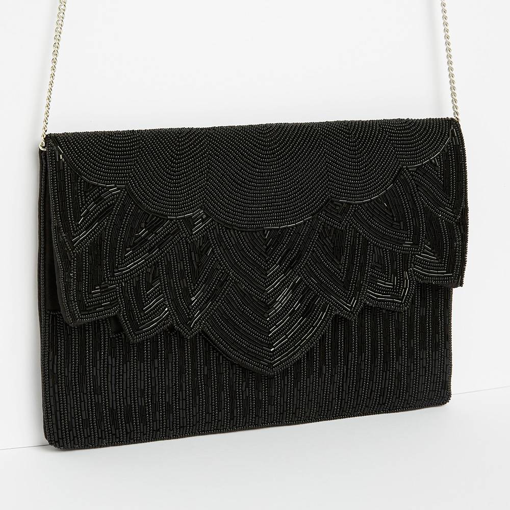 Geometric Retro SAC POCHETTE NOIRE VOLANTE