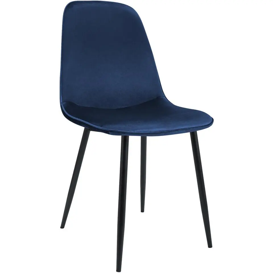 CLP Eetkamerstoel Maryam zwart Frame - Fluweel - donkerblauw