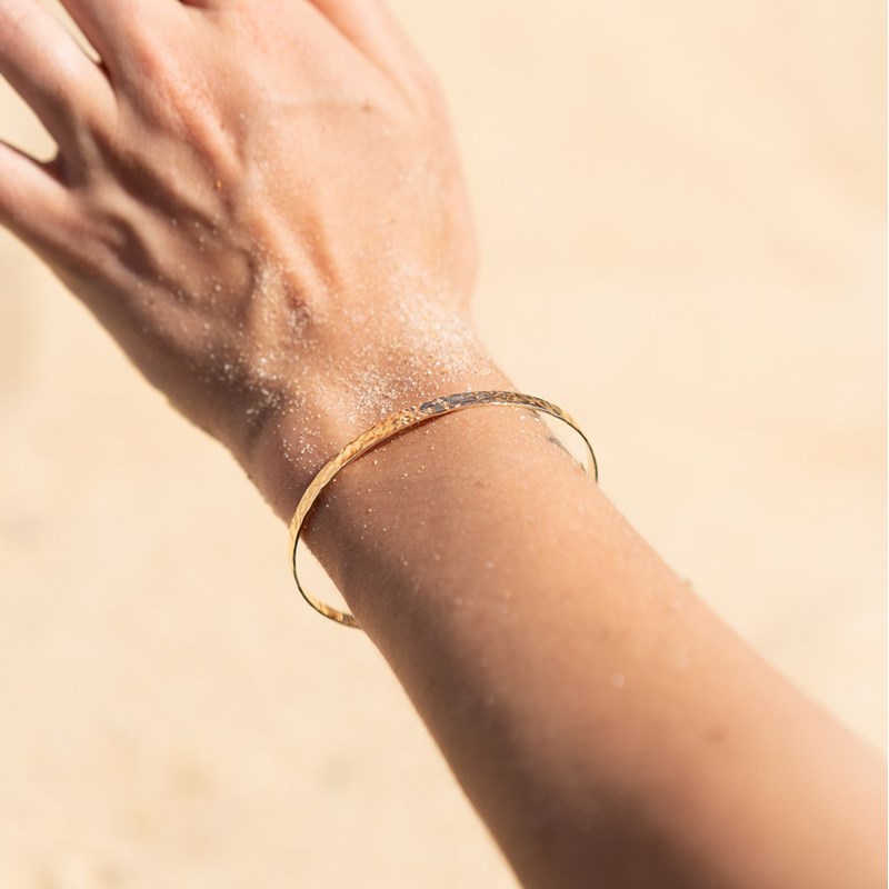 Jonc Bracelet Fin Plaqué Or Mode Tendance Martelé