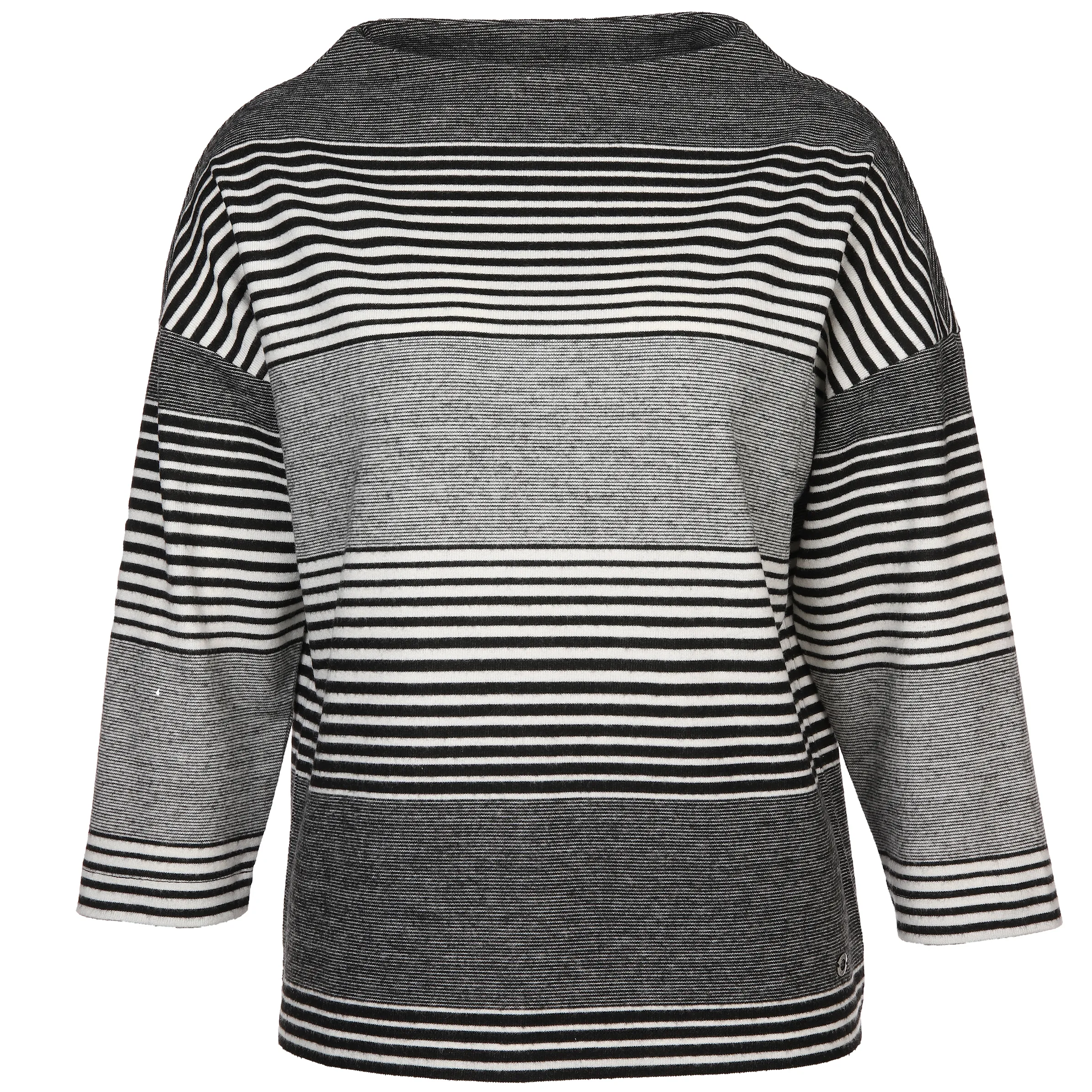 Damen Flauschshirt mit Ringelmuster und 7/8 Ärmeln