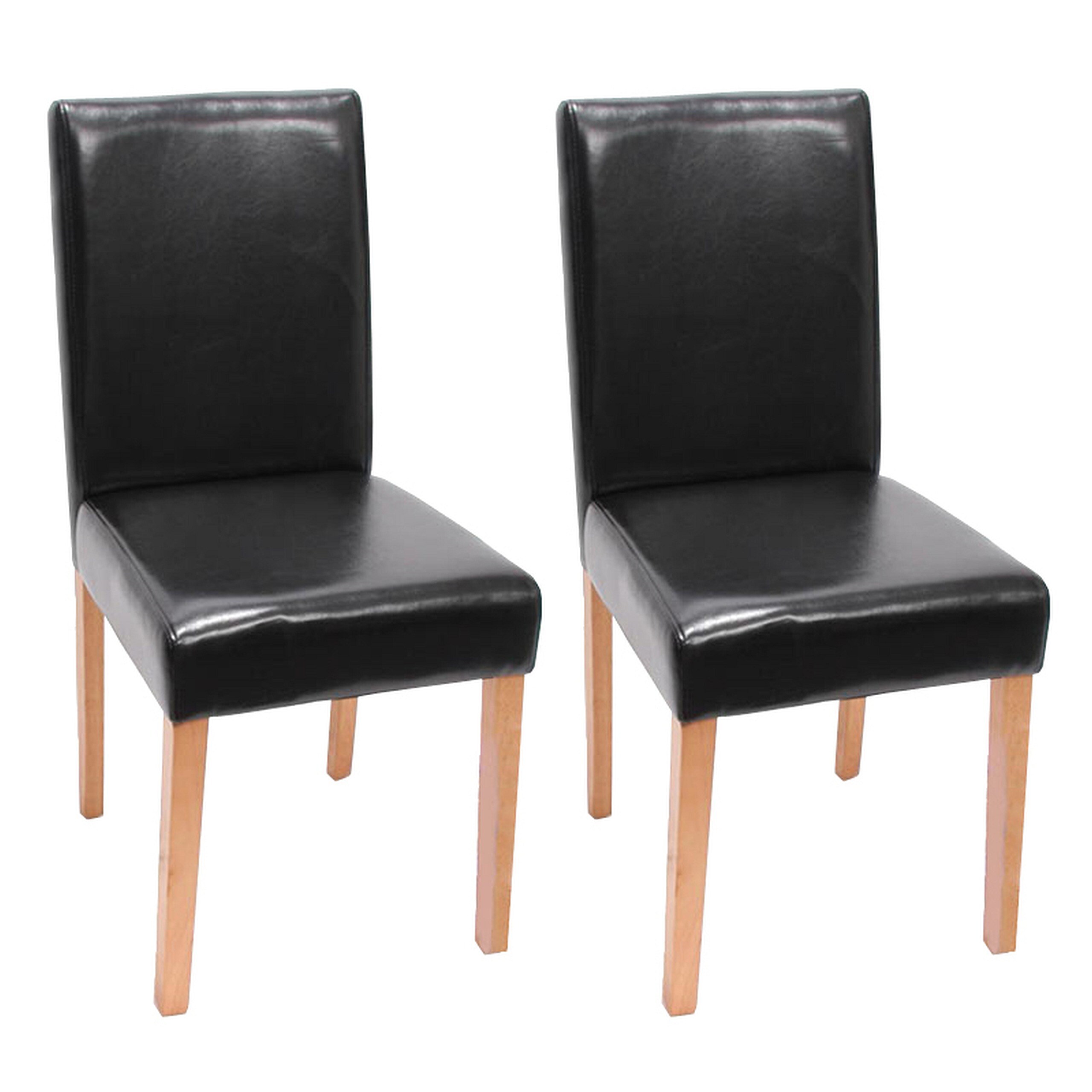 2er-Set Esszimmerstuhl Stuhl Küchenstuhl Littau ~ Leder, schwarz, helle Beine