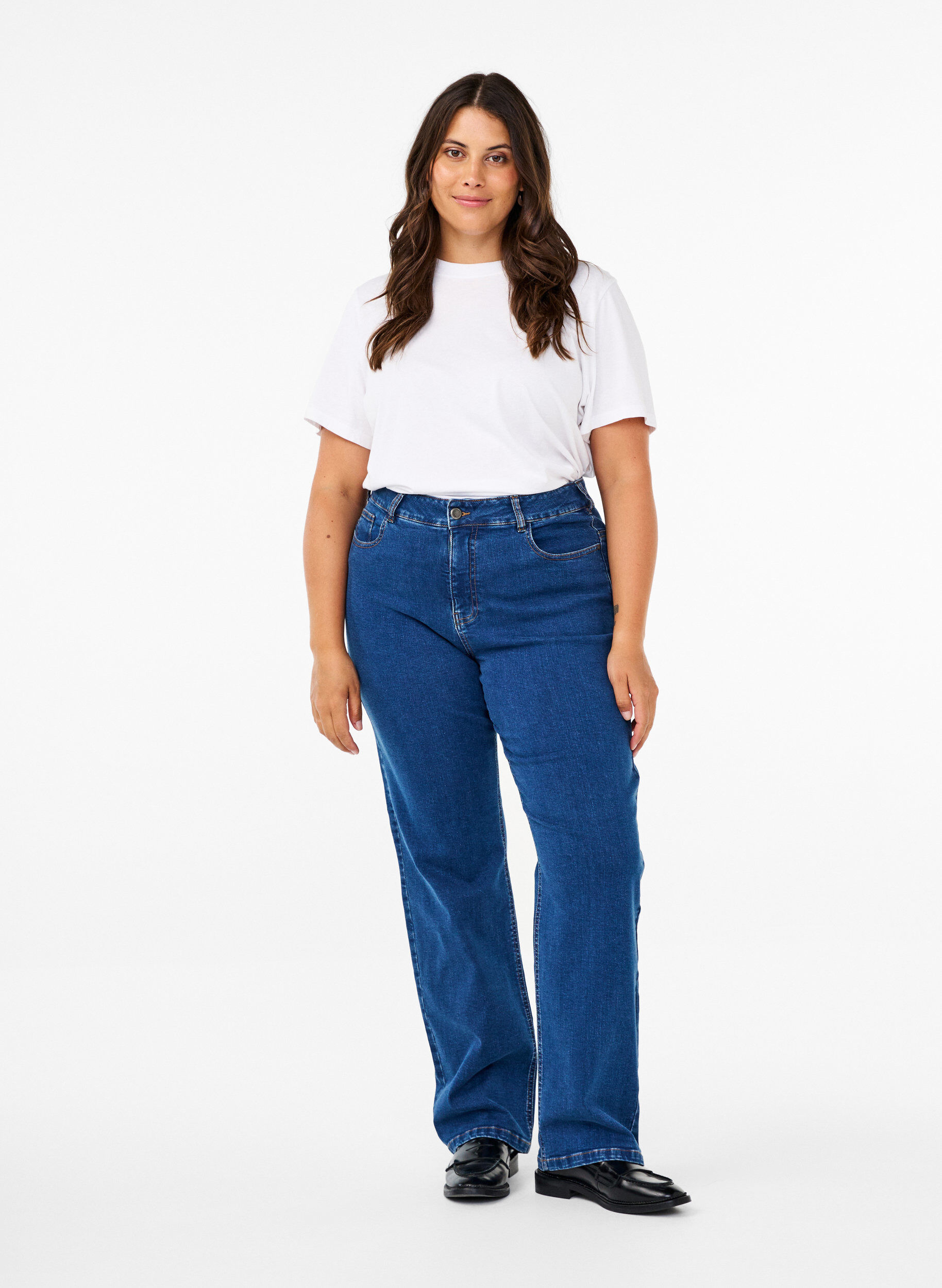 Højtaljede Gemma jeans med straight fit