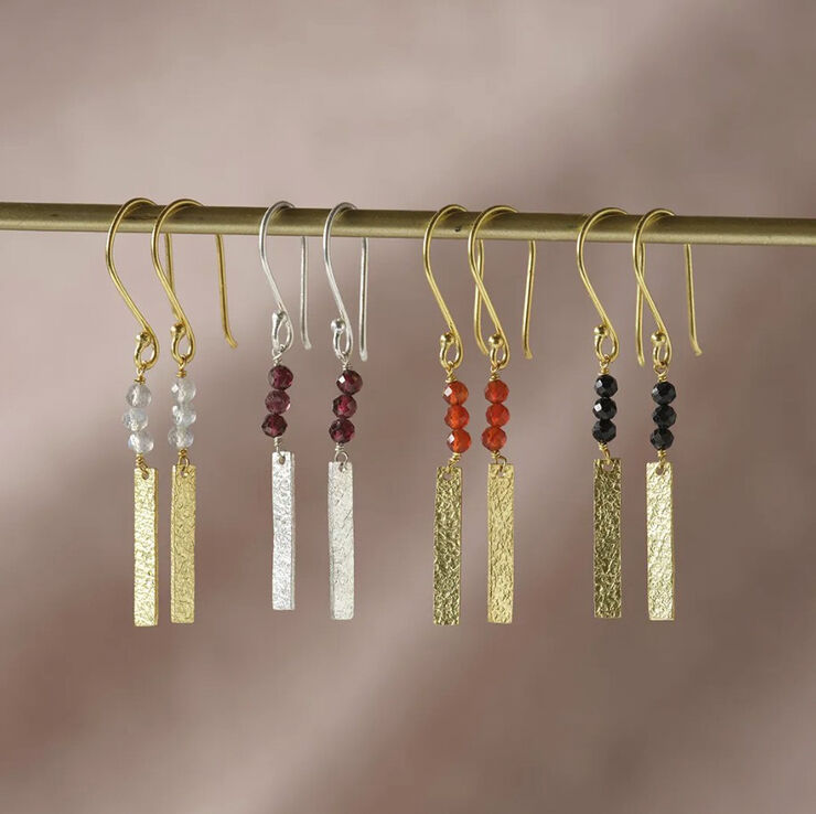 A Beautiful Story Bar Black Onyx Earrings GP Gold