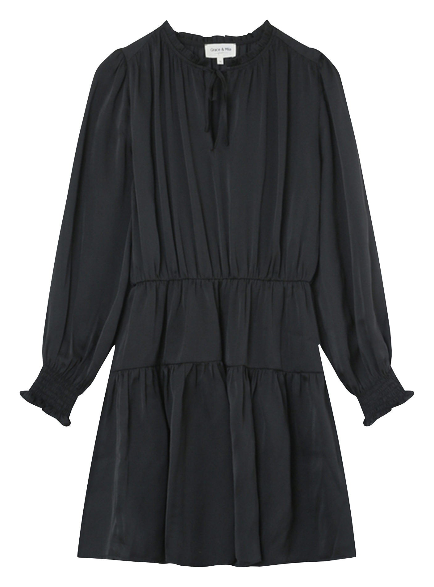 LOURDES - Robe courte droite encolure ronde | Noir