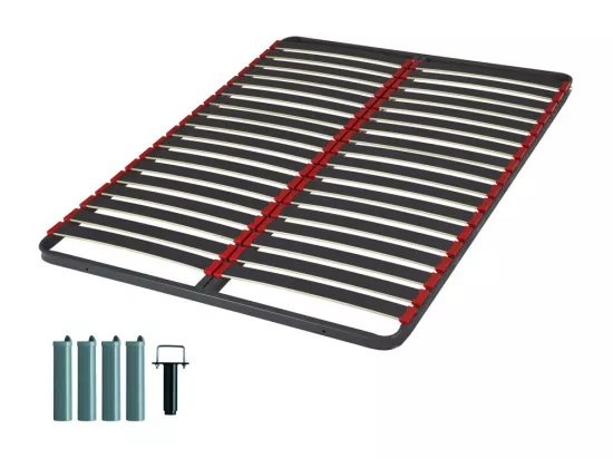 Sommier à lattes + pieds 120x190 C39 - 36 lattes bois - Fabrication française