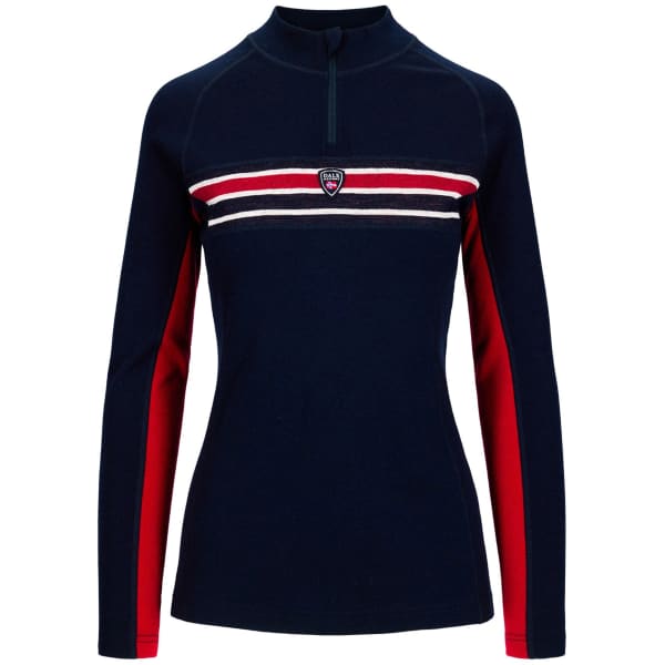 Pull DALE OF NORWAY AKSLA BASE LAYER HALF ZIP SWEATER W NAVY / RED ROSE OFF WHITE
