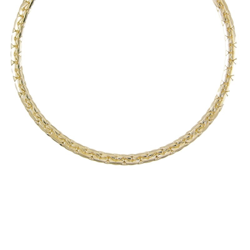Collier Or 18 Carats 750/000 Maille Haricot Jaune - Femme