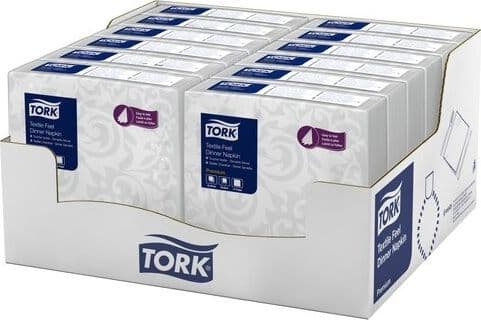 Tork Tork - Bankettservietter med tekstileffekt, ekstra myke, 1-lags, premium - Hvit