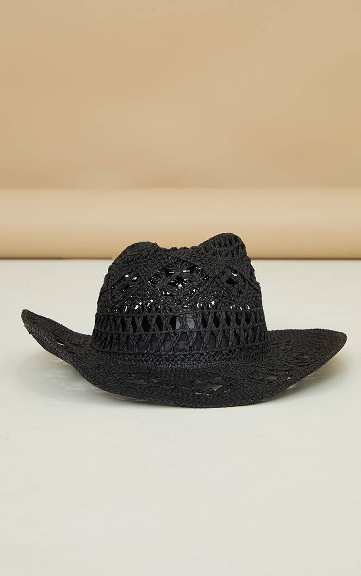 Noir Chapeau De Cowboy En Raphia