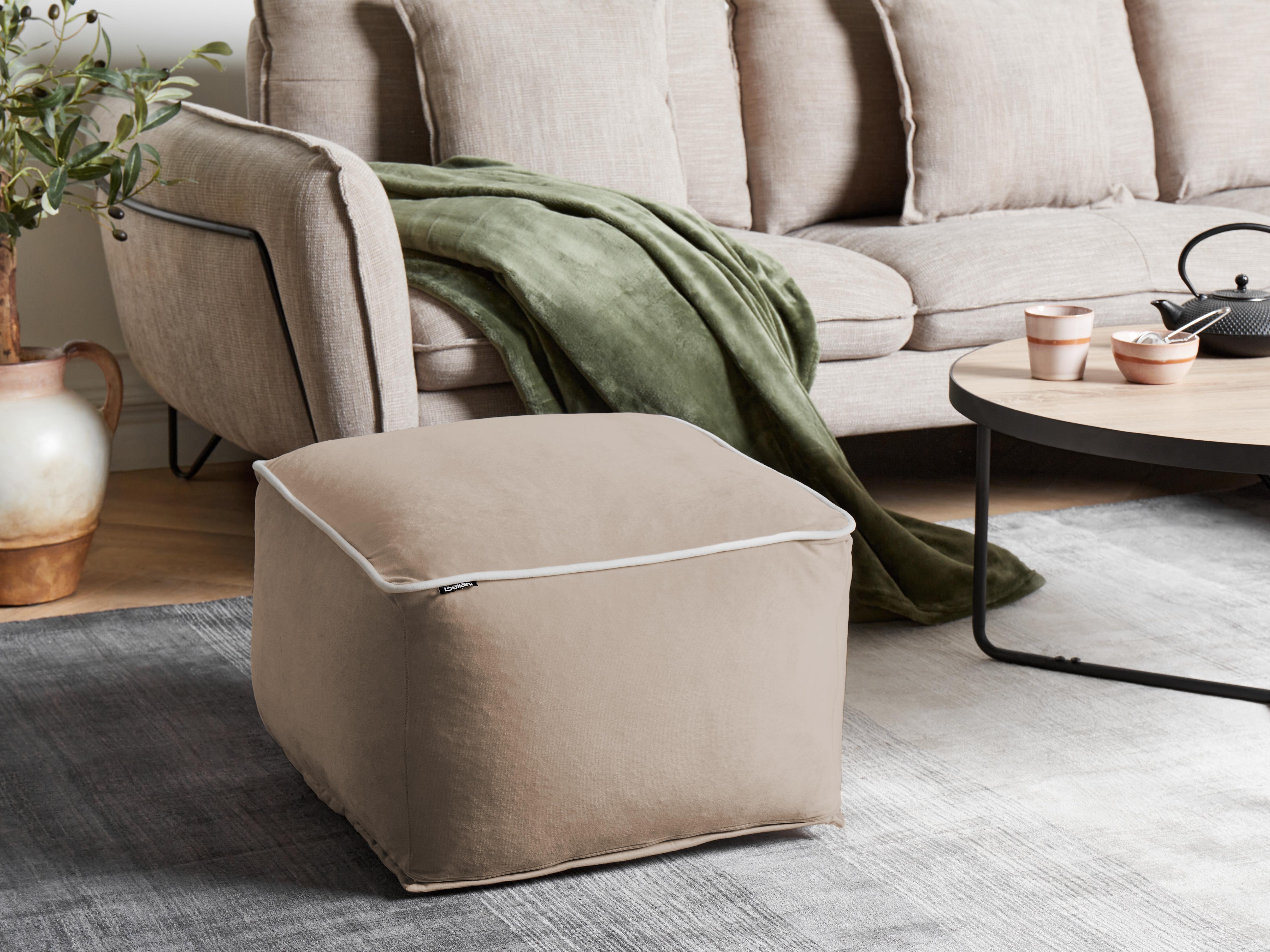 Poef DAREYN Fluweel Zandbeige