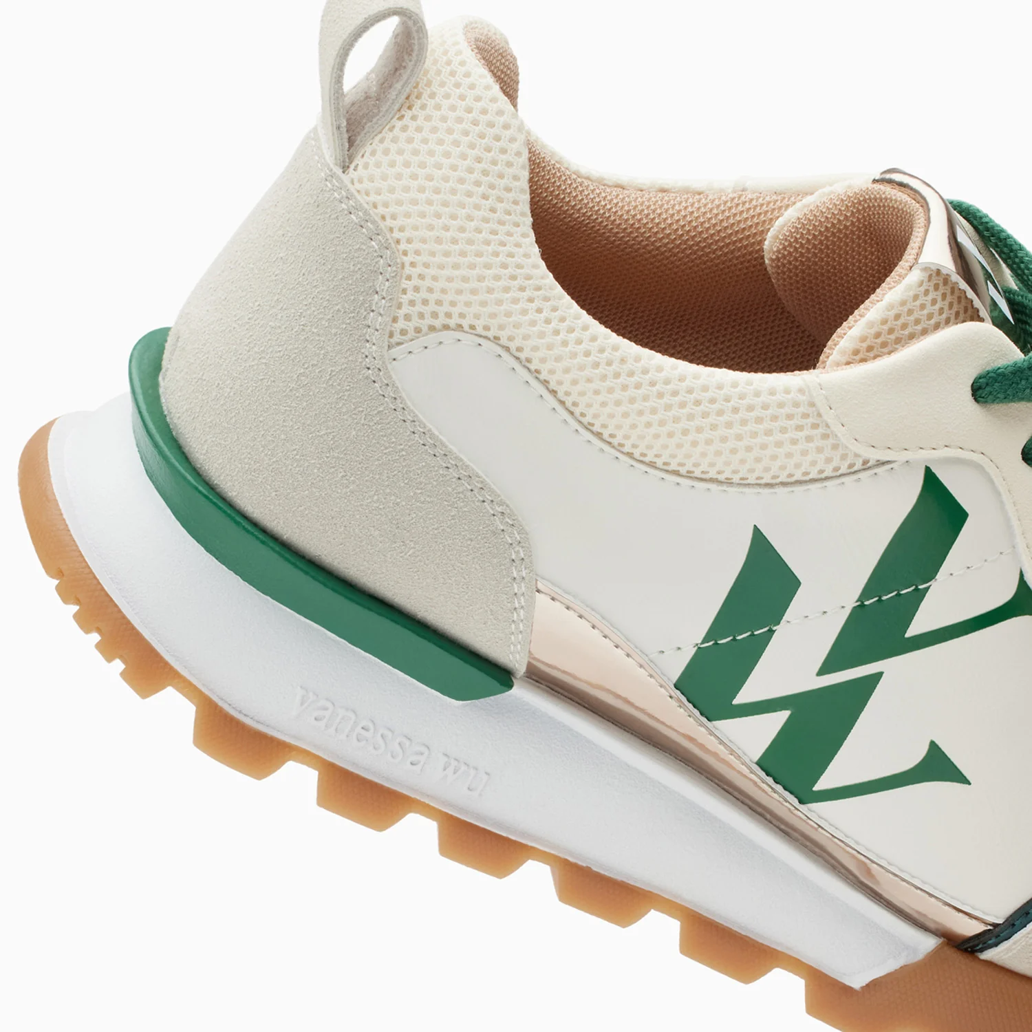 Sneakers-Baskets monogramme Ombeline vertes à semelle running