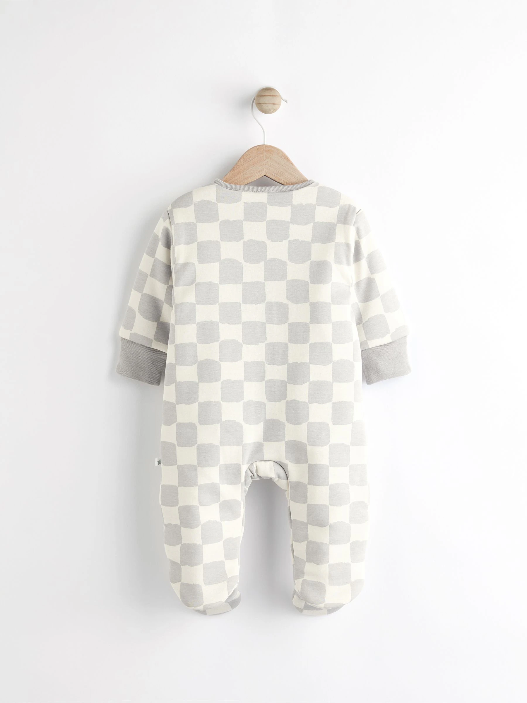 Grijs dambordpatroon - 2.5 TOG gewatteerde babypyjama