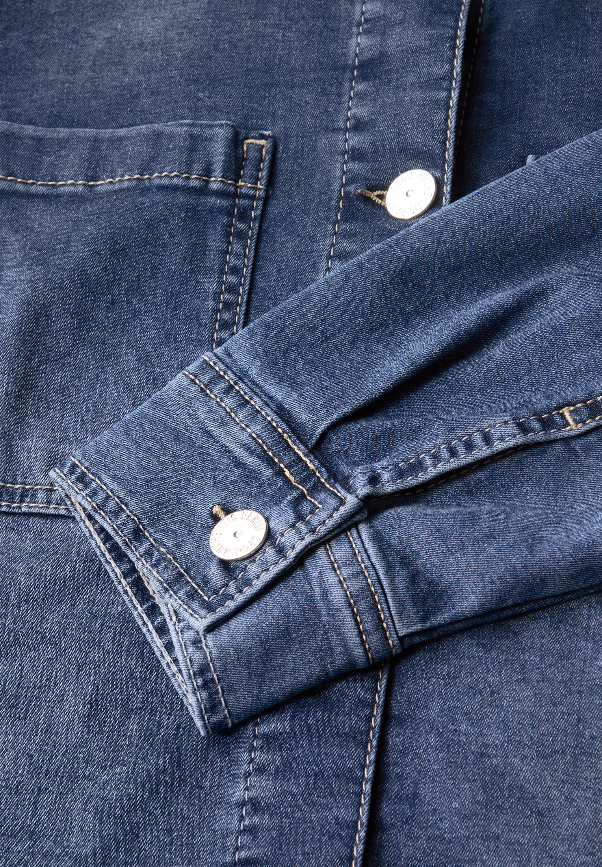Cecil Jeansjacke ohne Kapuze Denim-Overshirt mit Knopfleiste und Brusttaschen