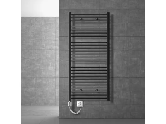 Radiateur Design Sahara Électrique Anthracite avec Elément Chauffant Chromé 1200W