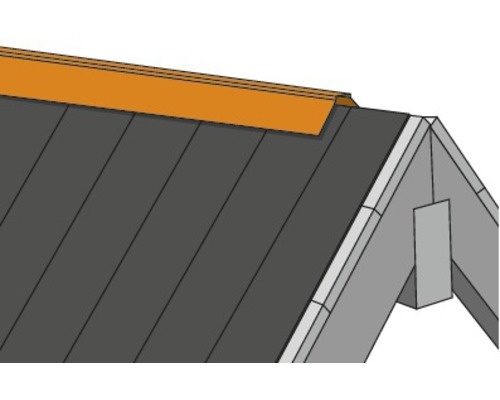 PRECIT rechte nok voor trapeziumplaat, diepzwart RAL 9005, 1000 x 95 x 95 mm