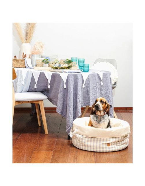 Pet & Co. Louis Striped Canvas - Hondenmand - 45 cm Blauw S