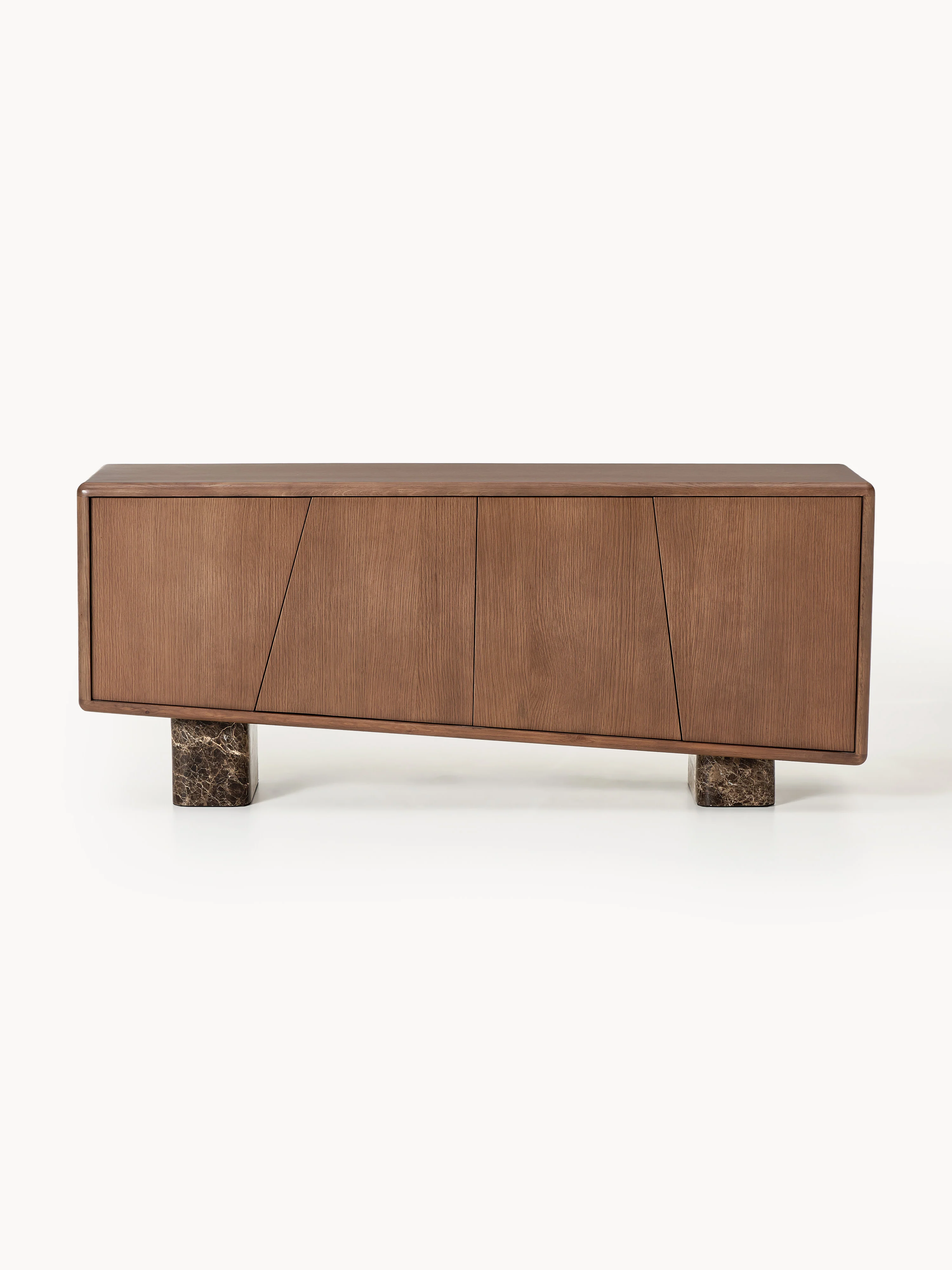 Houten dressoir Tundra met Emperador marmeren poten