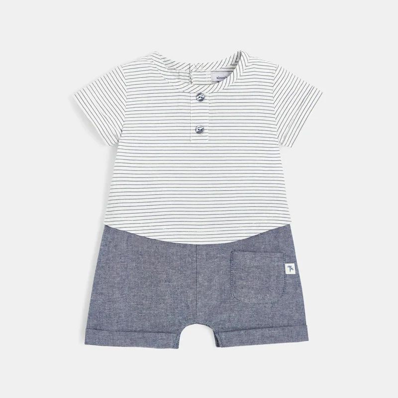Combinaison effet 2 en 1 bébé garçon en coton bleu Absorba Bleu