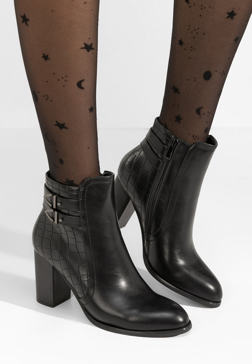 Bottines à gros talon noires Theodore
