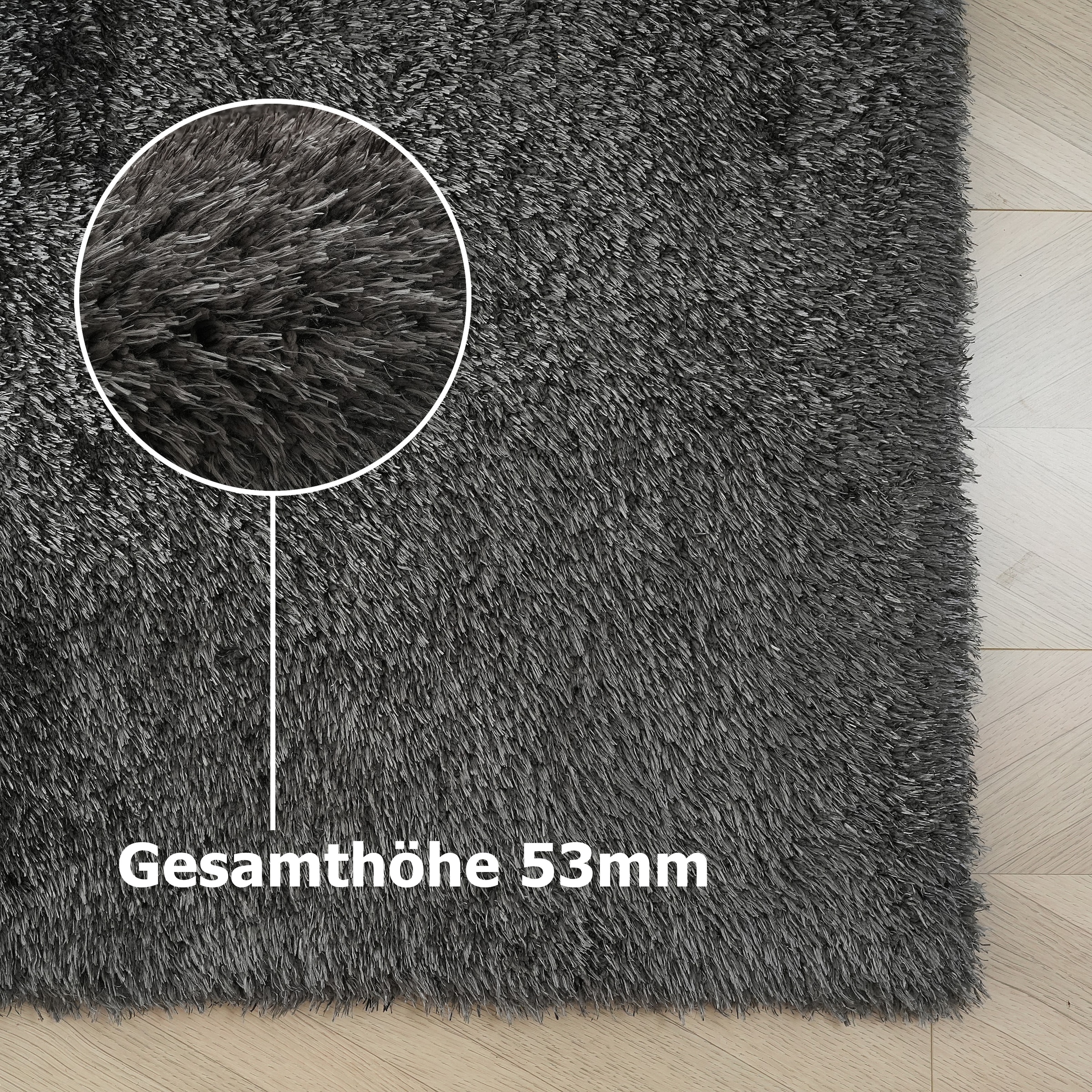 my home Hochflor-Teppich »Micro Shaggy, aus weicher Mikrofaser« rechteckig 53 mm Höhe weich, flauschig, Uni-Farben, Wohnzimmer, Schlafzimmer, Kinderzimmer