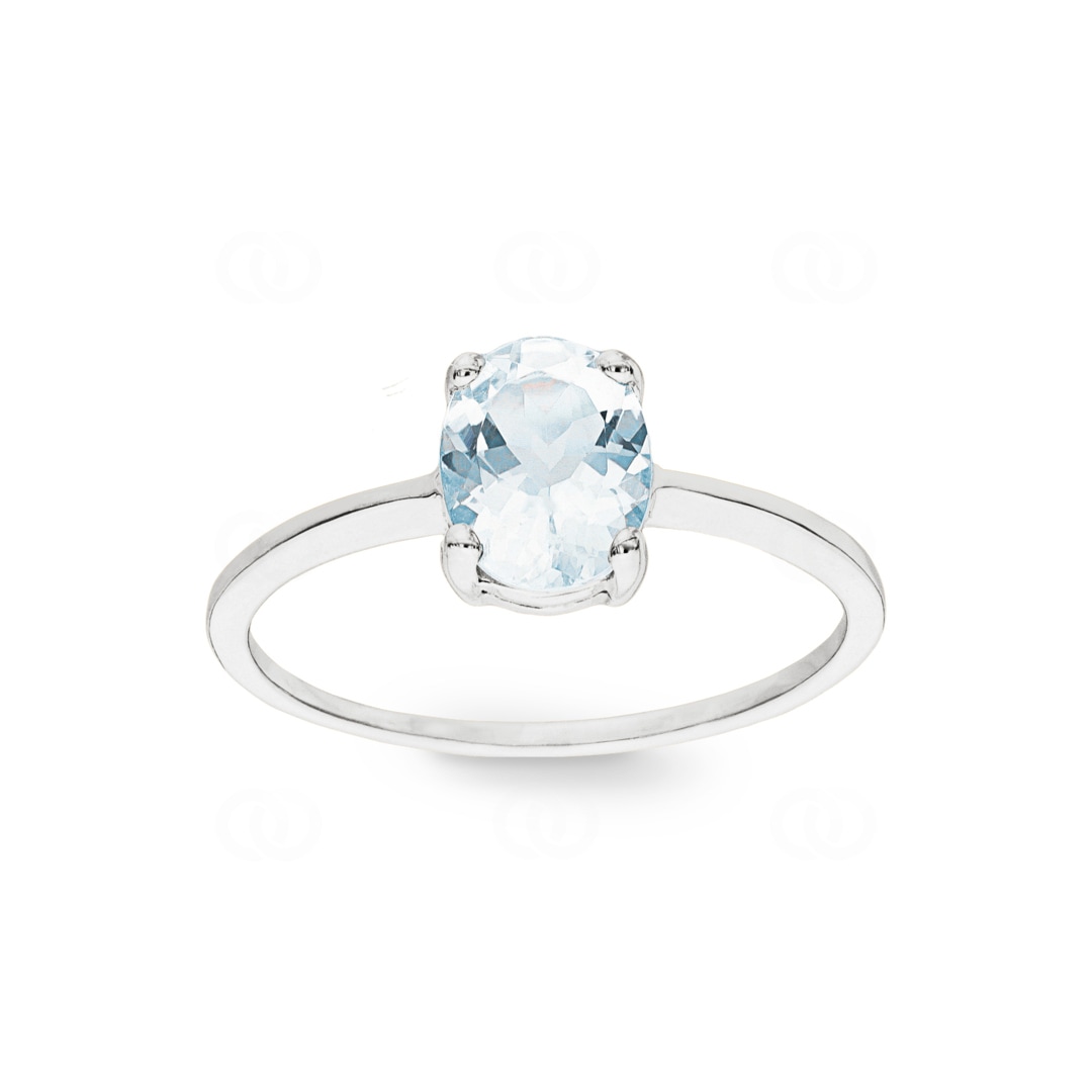Damenring 750/18 K Weissgold mit Aquamarin oval