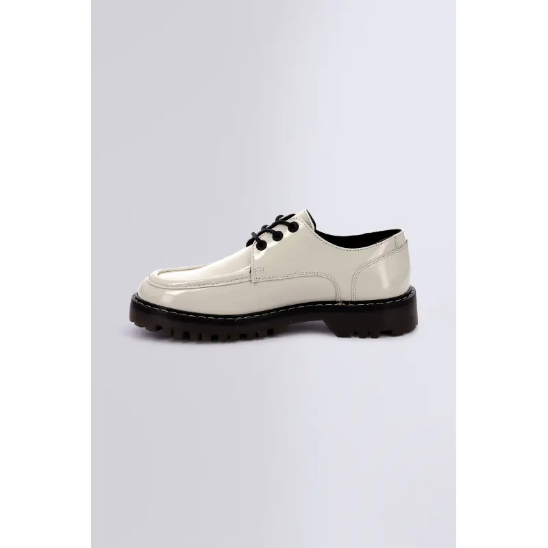 KICK DECKLOW BLANC CASSE VERNIS DERBIES Cuir Femme