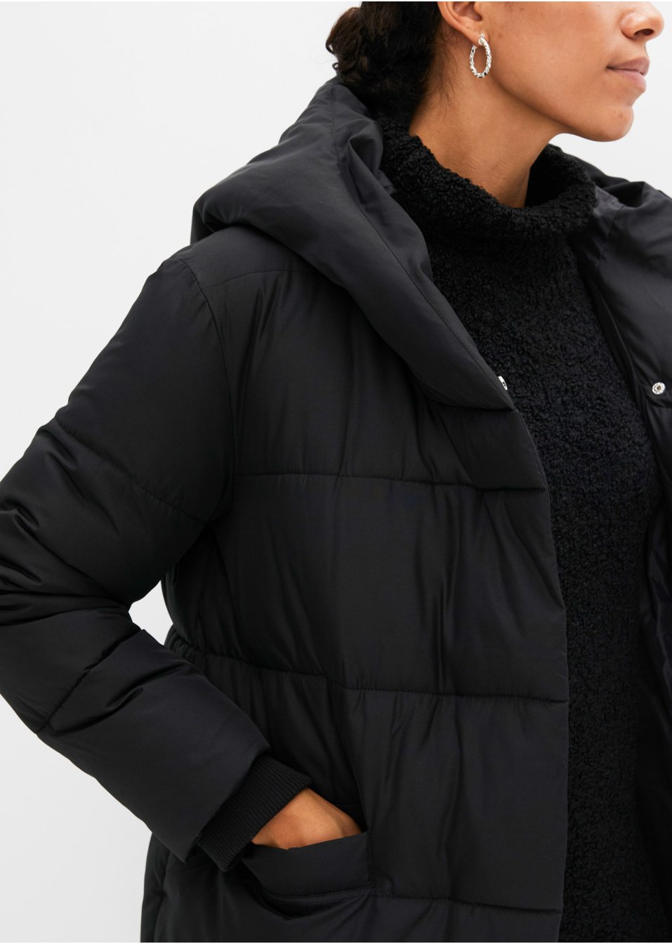 Manteau oversize matelassé avec capuche, en polyester recyclé