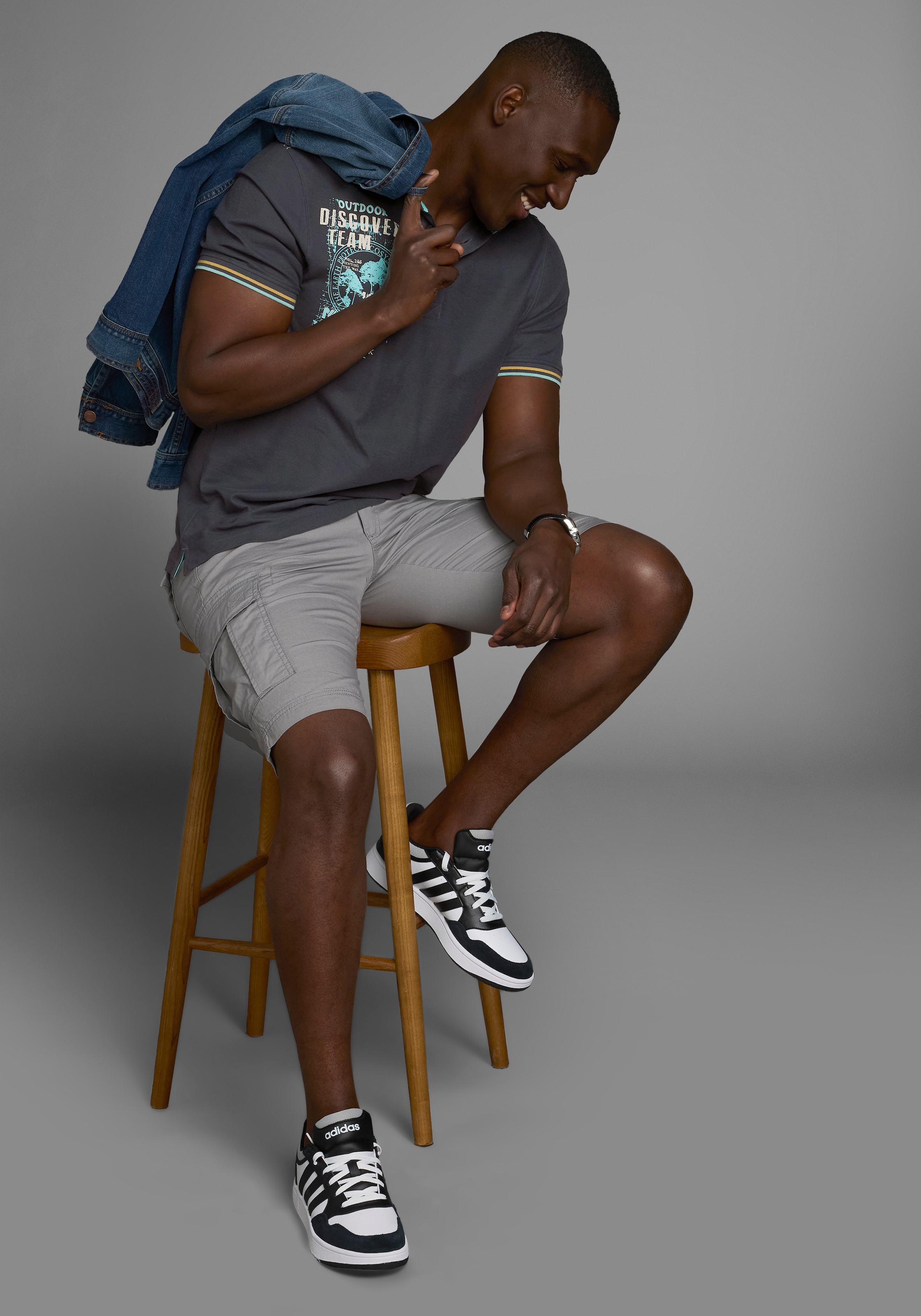Man's World Poloshirt , Kurzarm,  lässige Passform,  mit trendigem Print,  Polokragen