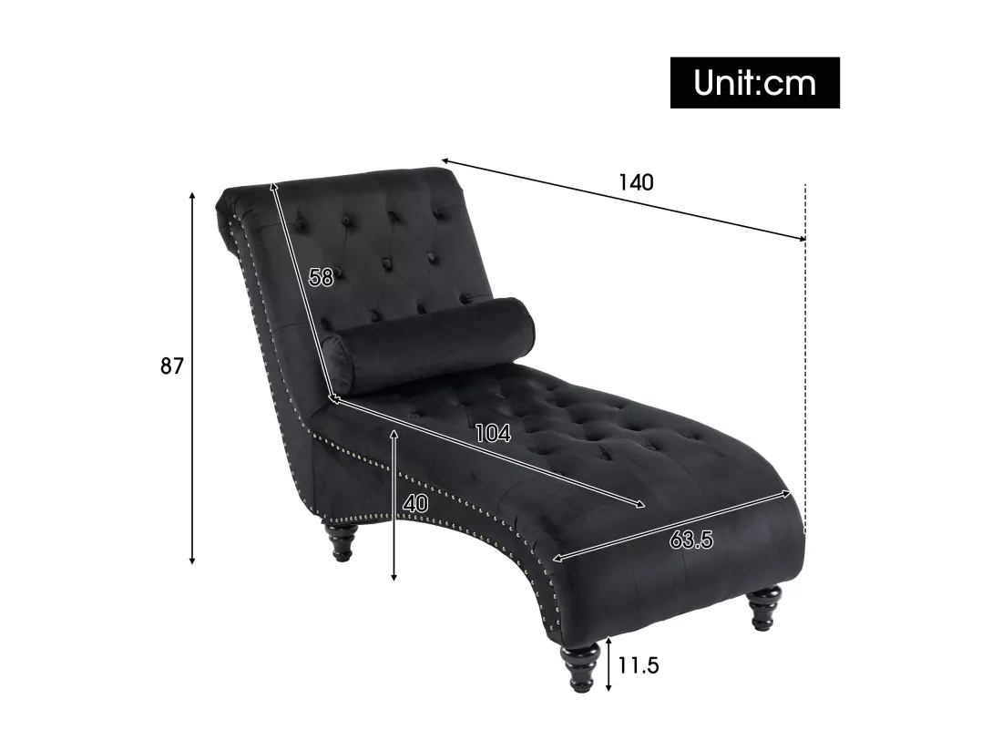 Canapé rembourré - avec coussin lombaire - Noir