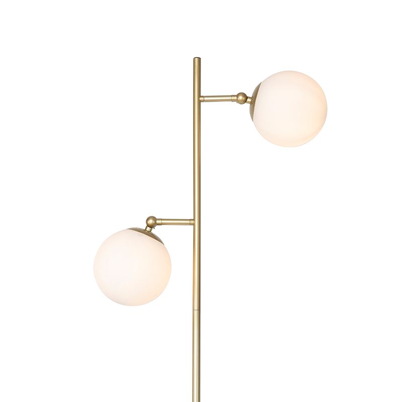 Art Deco vloerlamp goud met mat glas 2-lichts - Pallon