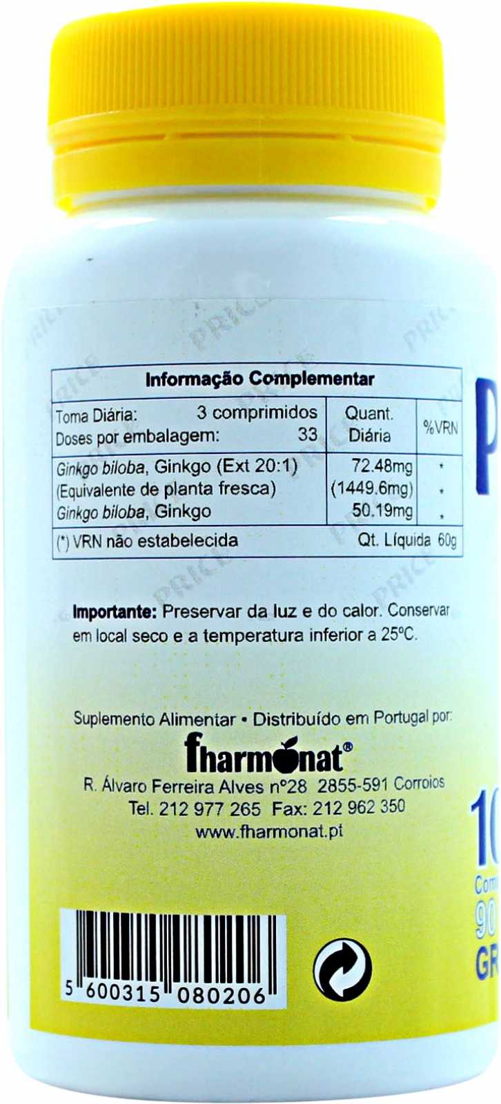 Fharmonat Ginkgo Biloba 1500 mg 90 Comprimidos