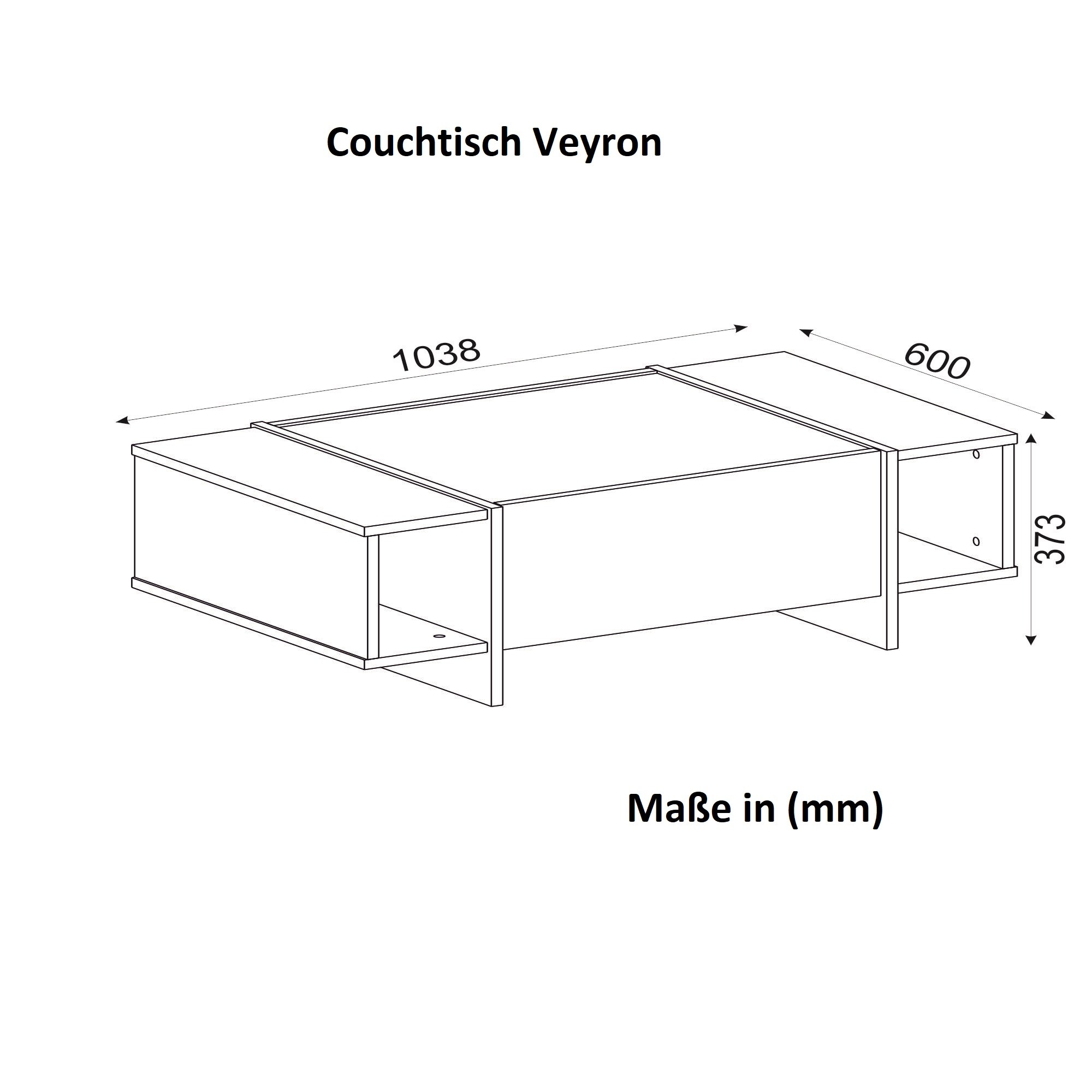 Couchtisch Veyron Rebab Braun Dunkelgrau ( Marmor Optik )