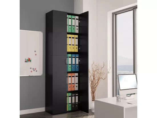 Armoire de bureau Noir 60x32x190 cm Bois d'ingénierie