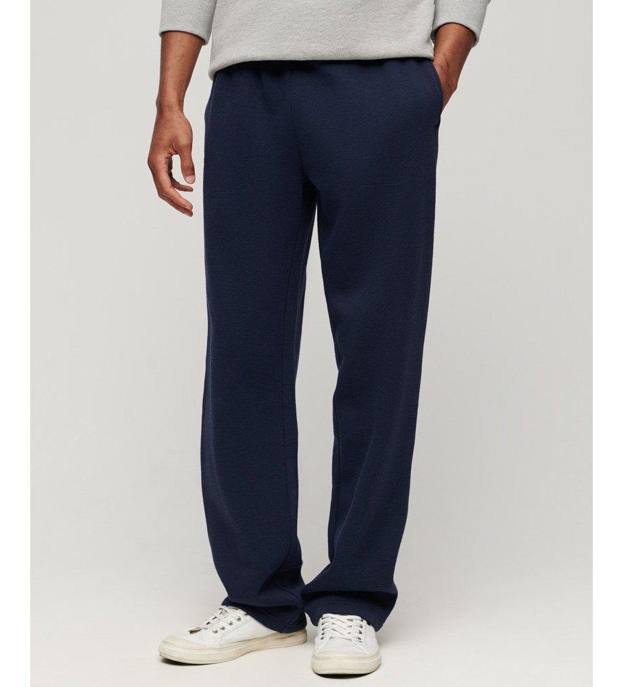 Calça jogger reta de algodão orgânico Superdry com logo vintage azul marinho
