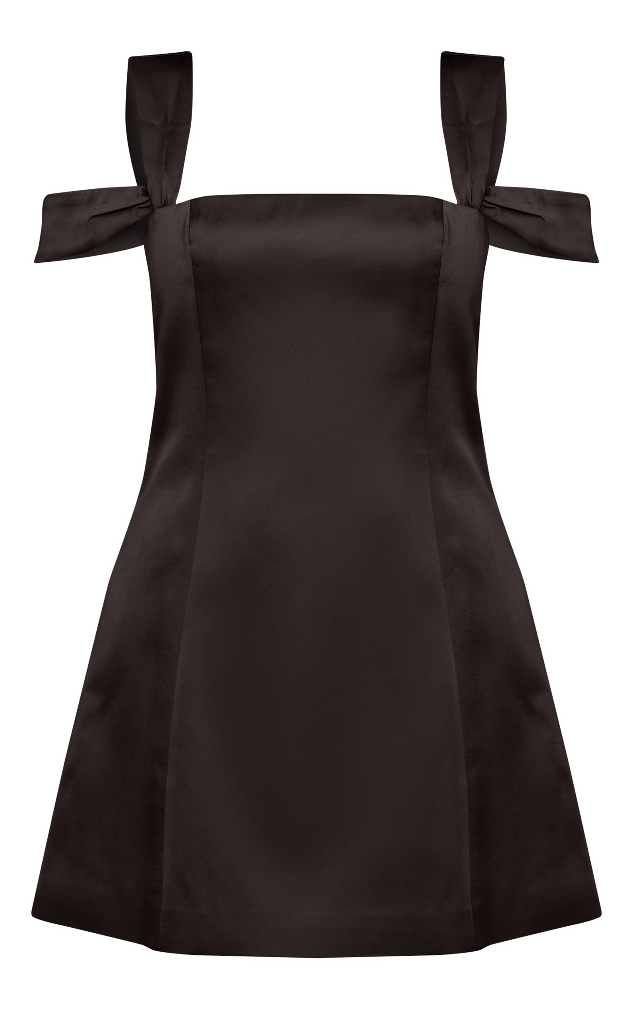 Noir Robe Droite Satinée À Bretelles