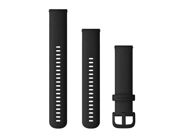 Garmin - Bånd for smart armbåndsur - 125 - 218 mm - svart - for Forerunner 245, 55; Venu Sq, Sq Music Edition; vívoactive 3; vívomove 3, Luxe, Style