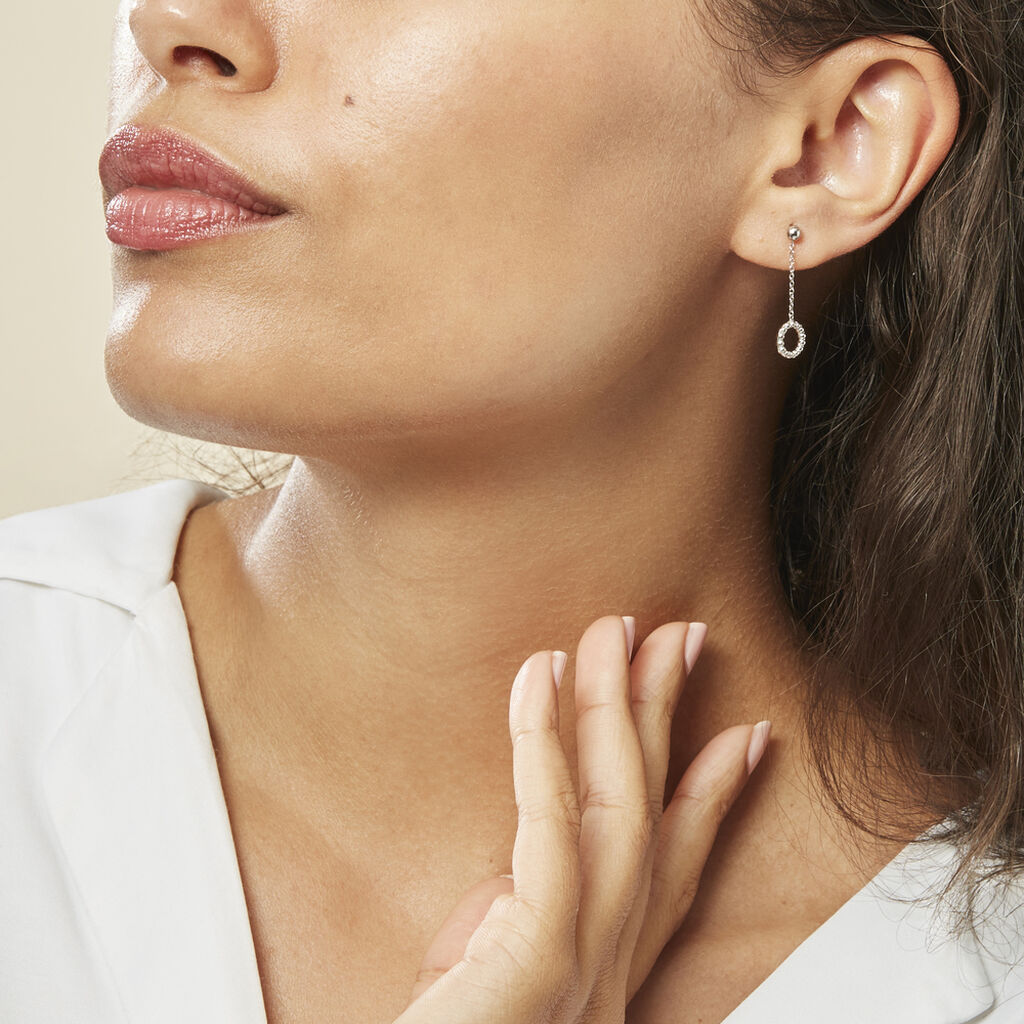 Boucles D'oreilles Pendantes Peytone Argent Blanc