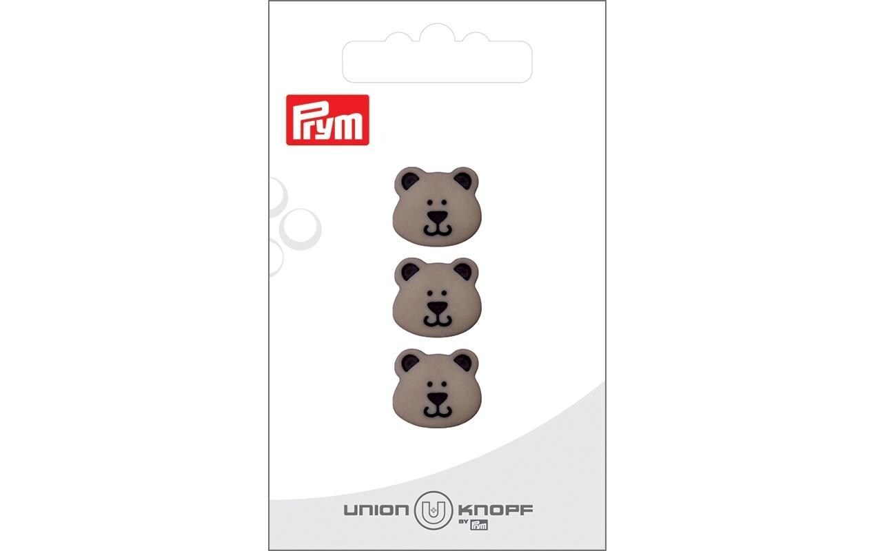 Knöpfe Bär 15 mm, 3 Stück, GrauPolyesterknopf mit Öse