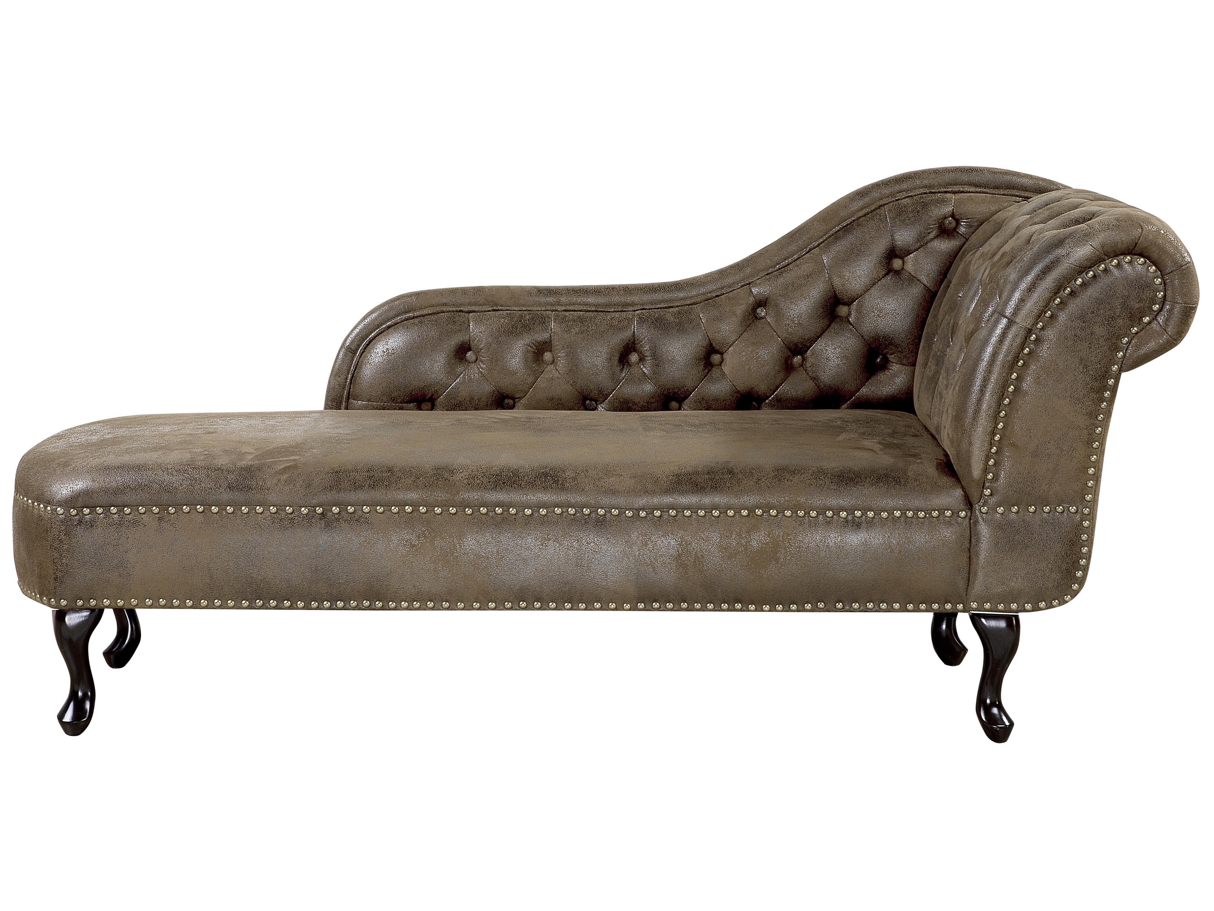 Rechtszijdige chaise longue NIMES Kunstsuède Bruin